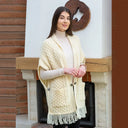 A10034 Fringed Pocket Shawl Natural Gaelsong
