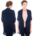 A10034 Fringed Pocket Shawl Navy Gaelsong
