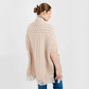 A10034 Fringed Pocket Shawl Parsnip Back View Gaelsong
