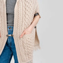 A10034 Fringed Pocket Shawl Parsnip Close Up Gaelsong
