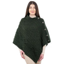 A10073 ARMY GREEN Colour Celtic Knots Traditional Cowl Neck Poncho Studio Gaelsong
