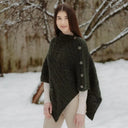 A10073 CHARCOAL Colour Celtic Knots Traditional Cowl Neck Poncho Gaelsong
