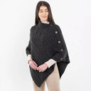 Celtic Knots Traditional Cowl Neck Poncho Charcoal Side View Gaeslosng