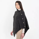 Celtic Knots Traditional Cowl Neck Poncho Charcoal Gaeslosng