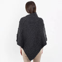 Celtic Knots Traditional Cowl Neck Poncho Charcoal Back View Gaeslosng