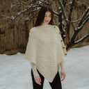 Celtic Knots Traditional Cowl Neck Poncho White Lifestyle Gaeslosng