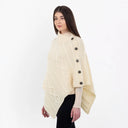 Celtic Knots Traditional Cowl Neck Poncho White Side View Gaeslosng