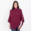 Celtic Knots Traditional Cowl Neck Poncho Wine Front View Gaeslosng