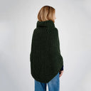 Ladies Merino Wool Cowlneck Poncho Green Back View Studio Gaelsong