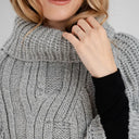 Ladies Merino Wool Cowlneck Poncho Grey Front View Studio Gaelsong