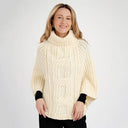 Ladies Merino Wool Cowlneck Poncho White Studio Gaelsong