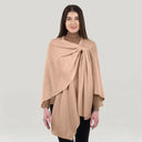 Ladies Asymmetrical 100% Lambswool Shawl Beige Studio Gaelsong