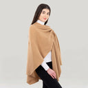 Ladies Asymmetrical 100% Lambswool Shawl Camel Side View Gaelsong