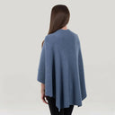 Ladies Asymmetrical 100% Lambswool Shawl Blue Back View Gaelsong