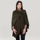 Ladies Asymmetrical 100% Lambswool Shawl Green Studio Gaelsong