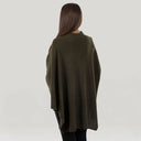Ladies Asymmetrical 100% Lambswool Shawl Green Back View Gaelsong