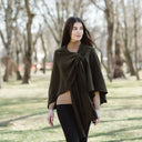 Ladies Asymmetrical 100% Lambswool Shawl Green Lifestyle Gaelsong
