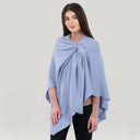 Ladies Asymmetrical 100% Lambswool Shawl Light Blue Studio Gaelsong