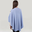 Ladies Asymmetrical 100% Lambswool Shawl Light Blue Back View Gaelsong
