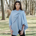 Ladies Asymmetrical 100% Lambswool Shawl Light Blue Lifestyle Gaelsong