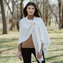 Ladies Asymmetrical 100% Lambswool Shawl White Lifestyle Gaelsong