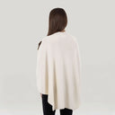 Ladies Asymmetrical 100% Lambswool Shawl White Back View Gaelsong