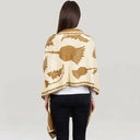 Scottish Thistle Cotton Shawl Brown Back View Gaelsong