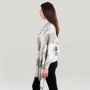 Scottish Thistle Cotton Shawl Grey Side View Gaelsong