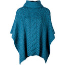 A10086 IRISH SEA Colour Supersoft Merino Cowl Neck Aran Poncho Studio Gaelsong
