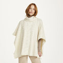 A10086 NATURAL WHITE Colour Supersoft Merino Cowl Neck Aran Poncho Lifestyle Gaelsong