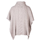 A10087 TOATED OAT Colour Aran Supersoft Merino Poncho with Cowl Neck Back Side Gaelsong