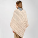 Fisherman Wool Buttoned Aran Poncho Parsnip Back View Gaelsong