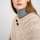 Fisherman Wool Buttoned Aran Poncho Parsnip  Gaelsong