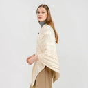 Fisherman Wool Buttoned Aran Poncho White Side View Gaelsong