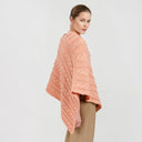 Fisherman Wool Buttoned Aran Poncho Peach Side View Gaelsong