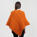 Fisherman Wool Buttoned Aran Poncho Savanna Back View Gaelsong