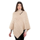 Ladies' Cable Knit Poncho Parsnip Gaelsong 
