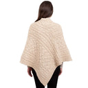 Ladies' Cable Knit Poncho Parsnip Back View Gaelsong 