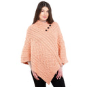 Ladies' Cable Knit Poncho Peach Front View Gaelsong 