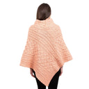 Ladies' Cable Knit Poncho Peach Back View Gaelsong 