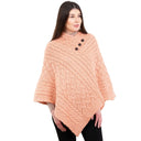 Ladies' Cable Knit Poncho Peach Gaelsong 
