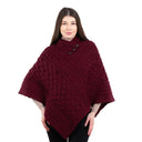 Ladies' Cable Knit Poncho Wine Gaelsong 