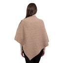 Lambswool Aran Pattern Poncho with Buttons Brown Back View  Gaelsong
