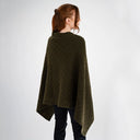 Lambswool Aran Pattern Poncho with Buttons Green Gaelsong
