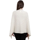 Lambswool Aran Pattern Poncho with Buttons White Back View  Gaelsong
