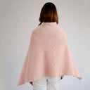 Lambswool Aran Pattern Poncho with Buttons Pink Back View  Gaelsong
