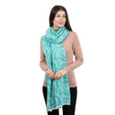 Newgrange Fern Design Irish Wrap AQUA GREEN Studio  Gaelsong
