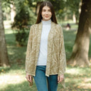 Newgrange Fern Design Irish Wrap Fawn Brown Lifestyle  Gaelsong

