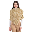 A10101 Newgrange Fern Design Irish Wrap in FAWN BROWN Colour Studio Gaelsong
