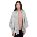 Newgrange Fern Design Irish Wrap HARBOR GREY Front View Gaelsong
